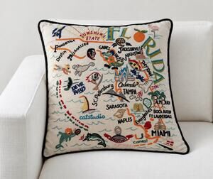 Catstudio Florida Hand-Embroidered Geography Throw Pillow 2005
